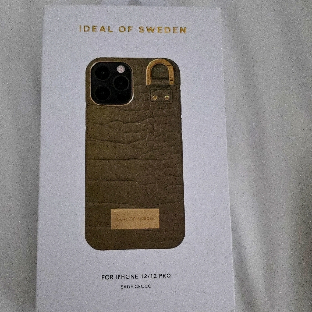 NEW IDEAL OF SWEDEN iPHONE 12/12 PRO CASE ATELIER MODULAR GREEN SAGE GOLD CROCO